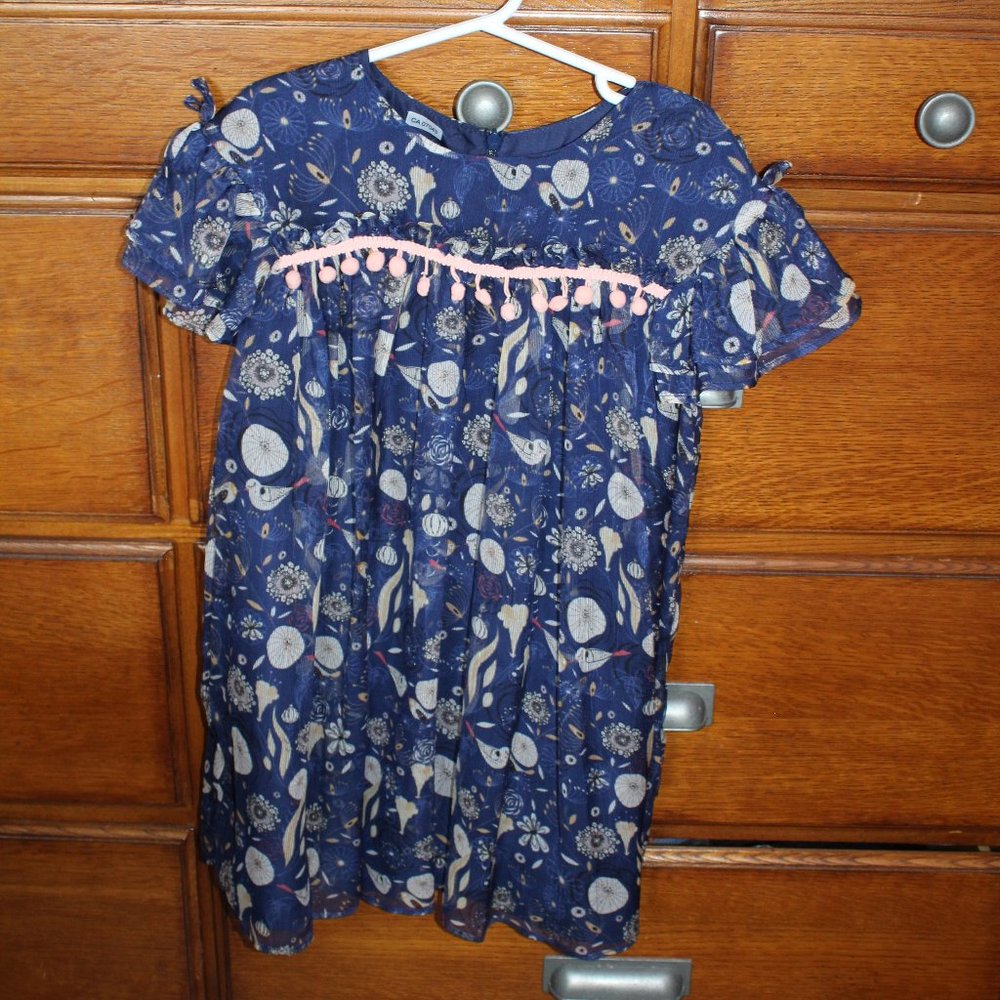 Pippa & Julie Organza Dress Size 6 Girls Blue Birds
